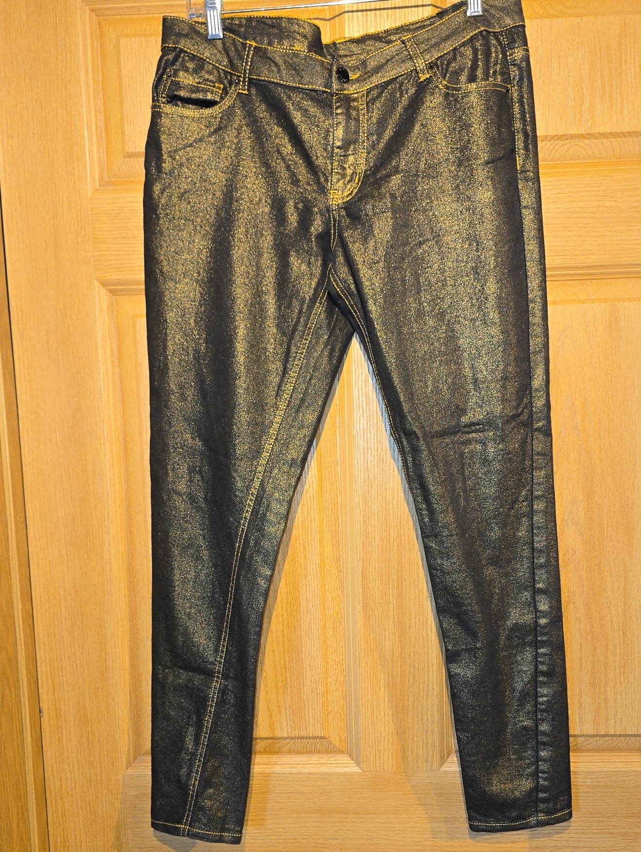 Bisou Bisou Black Jeans With Gold Stitching